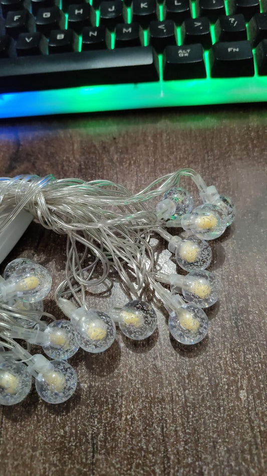 New 16 LED Crystal Balls String Light  Gold