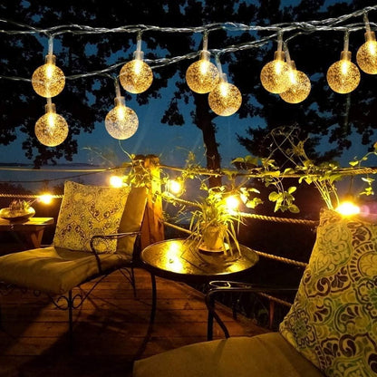 New 16 LED Crystal Balls String Light  Gold